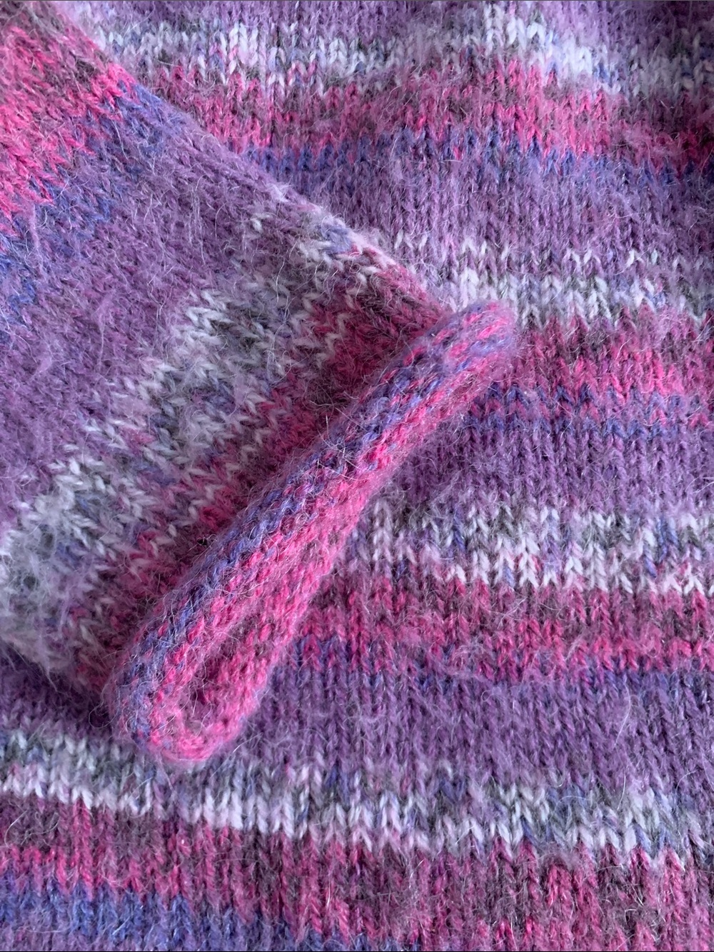 Women’s Striped Crewneck Sweater - Pink & Purple - Picture 4 of 6